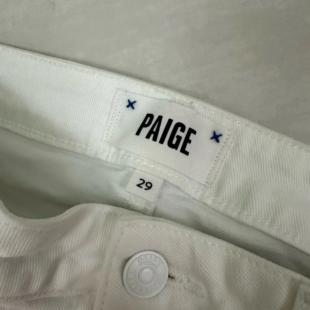 Paige Cindy High Rise Straight Leg Crop White Stretch Jean Minimalist Chic - Picture 4 of 10